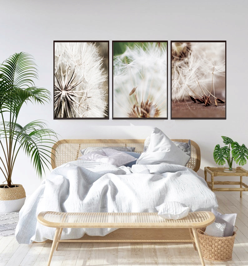 OBRAZY PLAKATY ZESTAW 3 SZTUKI A4 DMUCHAWCE BOHO Szerokość produktu 21 cm