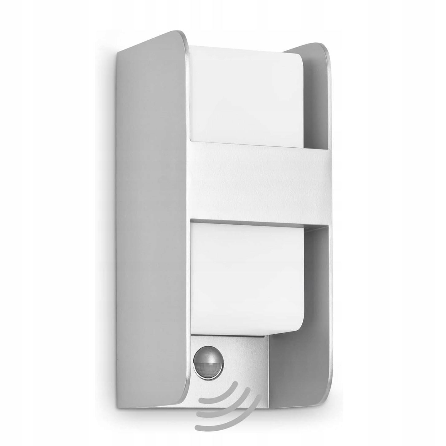 Venkovní nástěnné svítidlo E27 Snímač pohybu soumraku IP44 Stříbrno-bílý Vstup