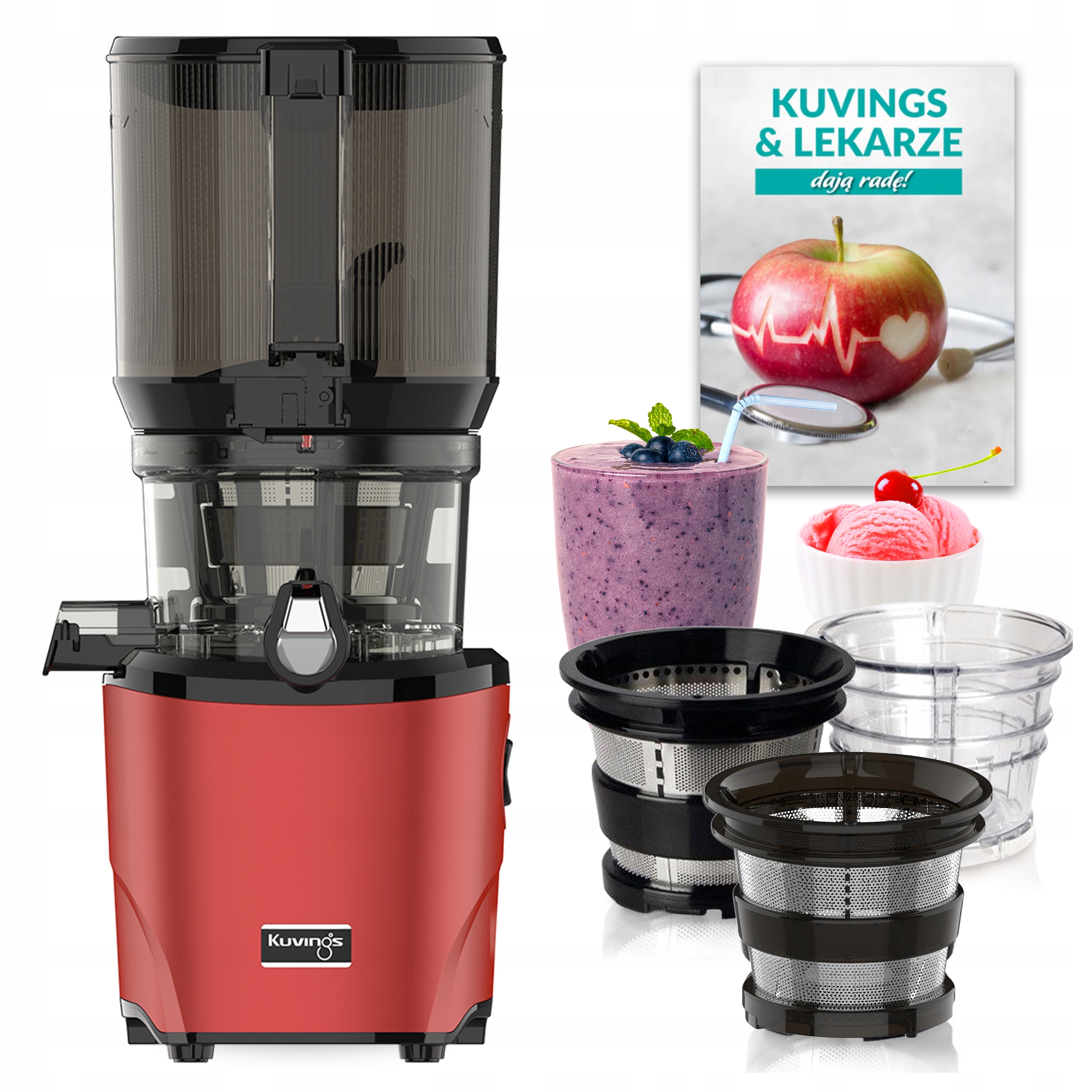 Kuvings Auto10s Wyciskarka Wolnoobrotowa Do Soków Z Owoców Warzyw 3 Sita