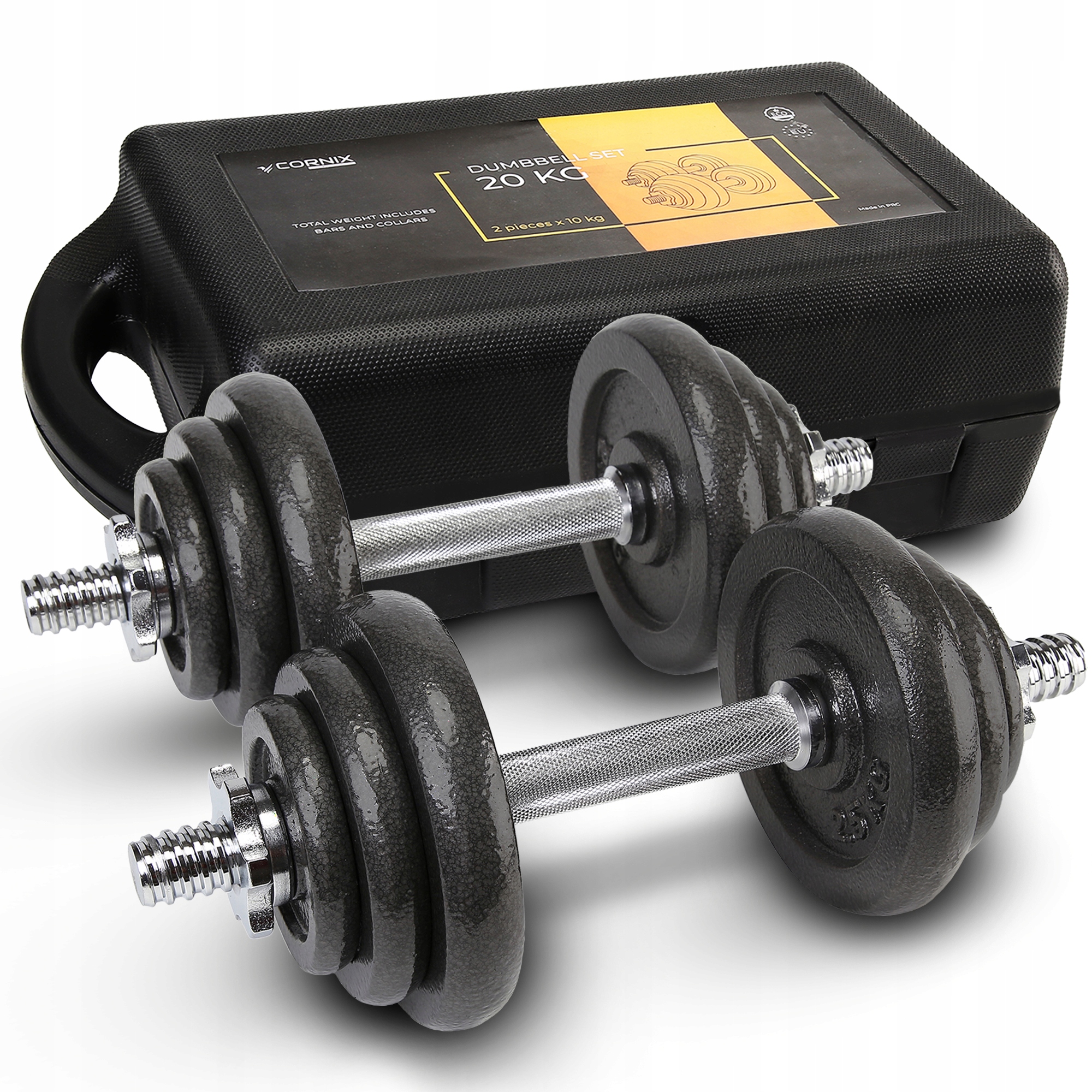 Hantle Regulowane 20KG 2x10KG Żeliwne Zestaw W Walizce Domowa Siłownia