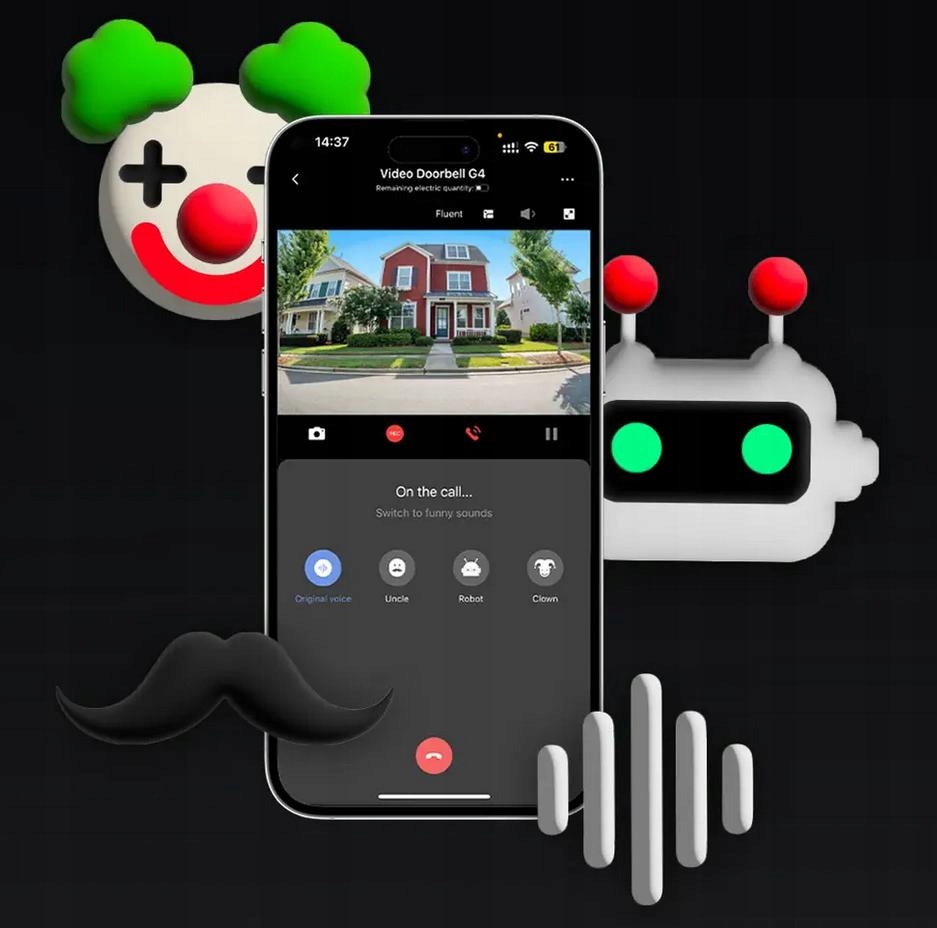 Aqara Smart Video Doorbell G4 Czarny | Wideodomofon | Dzwonek do drzwi, Kam Cechy dodatkowe alarm dźwiękowy łączność z wifi przyciski funkcyjne