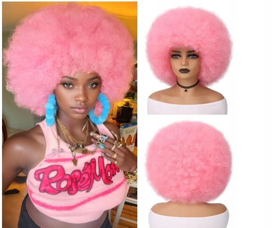 Isamy afro paruka ze 70. let disco růžová B4#