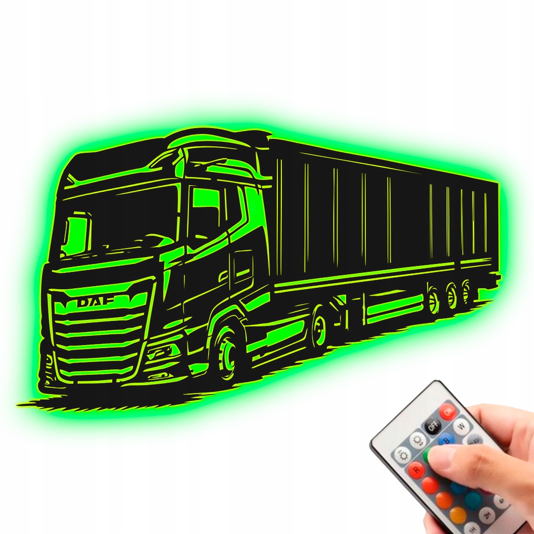 Daf Xg Truck Obraz Dřevěný Noční Lampa Led Dárek Rgb dálkové ovládání