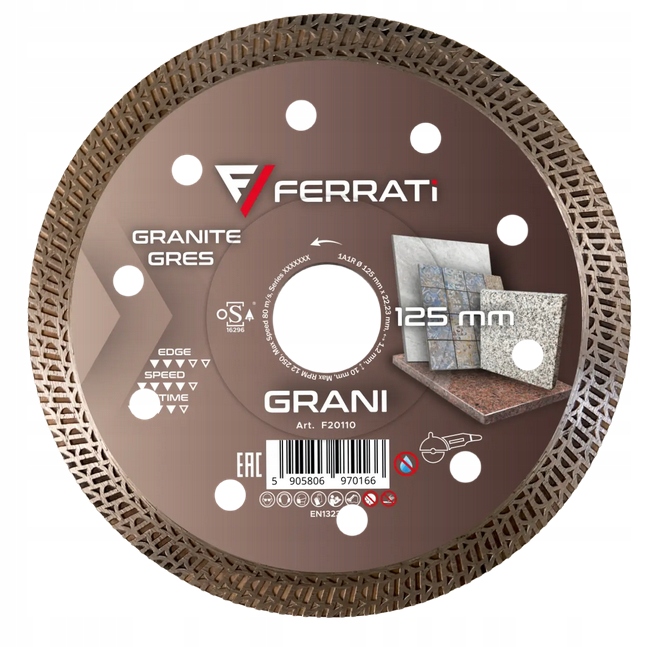 Ferrati Tarcza tnąca diamentowa F20110 1A1R 125x22,23mm Grani