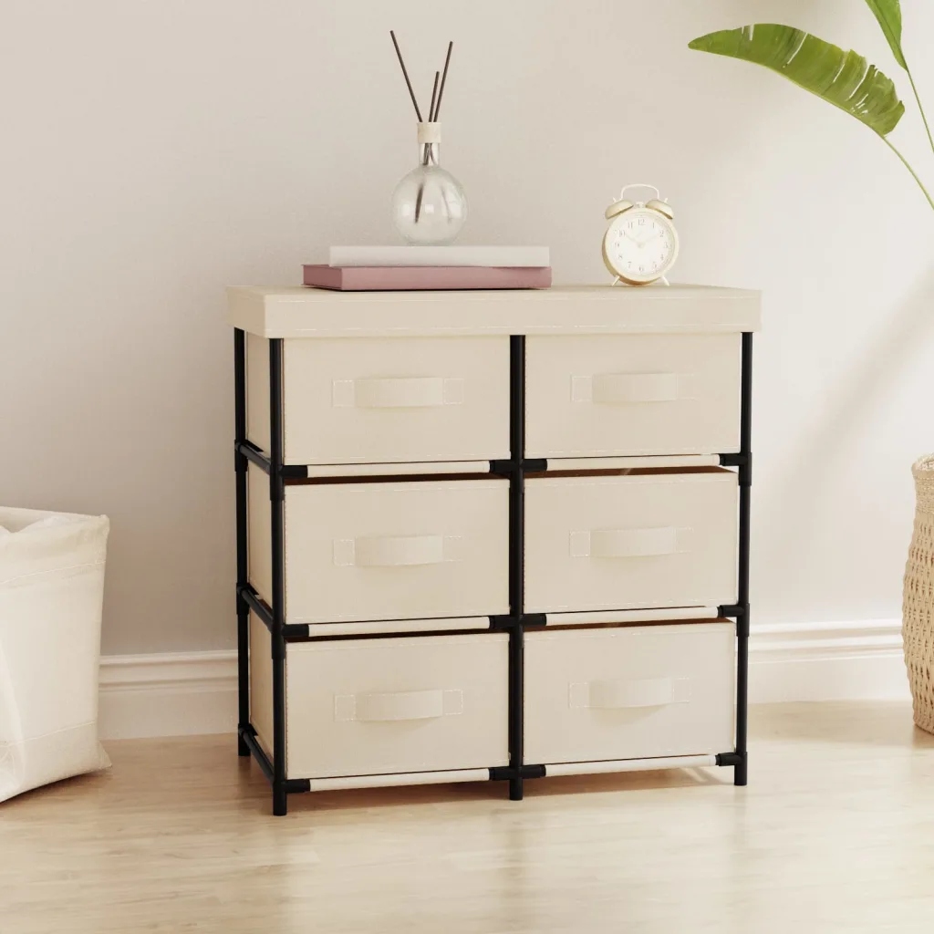 Úložná skříňka se 6 zásuvkami 55 x 29 x 55 cm krémová ocel Krémová 337258