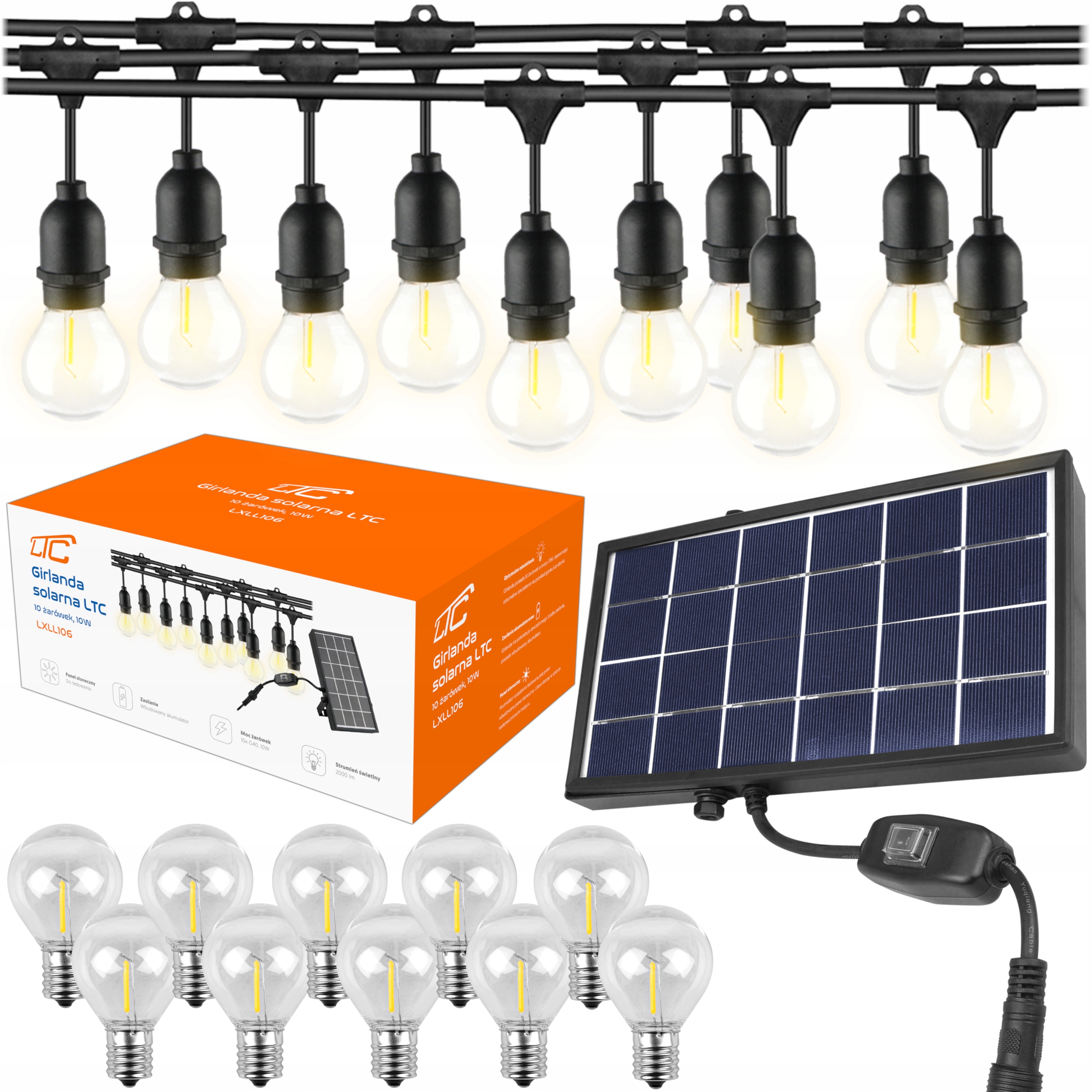 

Girlanda Świetlna Solarna 10X Led 7,6M Wodoodporna