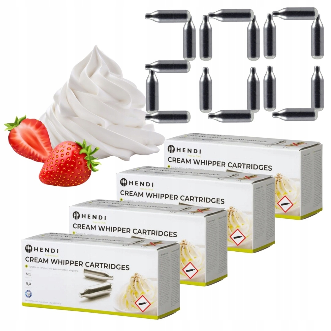 Náplně do šlehačky, sifon N2O, 200 Kusů Hendi 586907