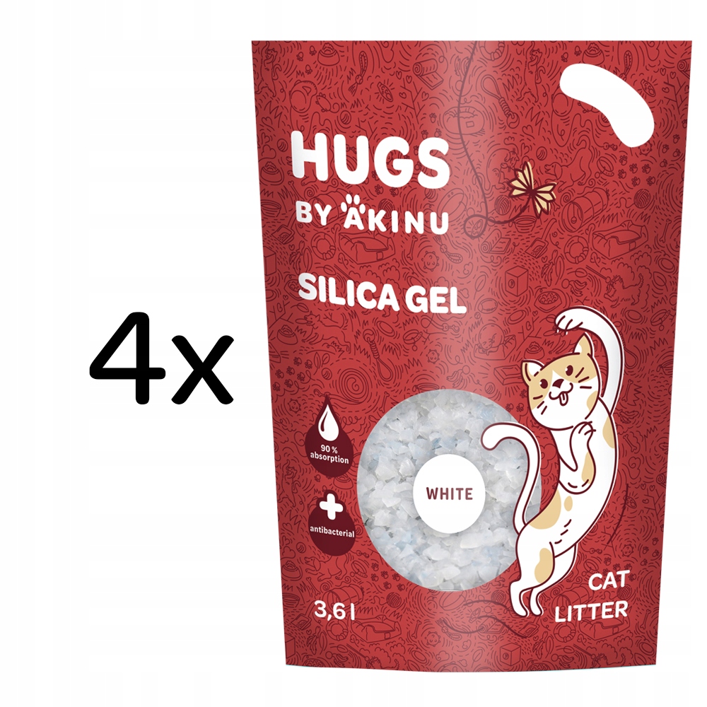 Levně Hugs by Akinu Silika gel bílý stelivo pro kočky 3,6 l Mtp 4 ks