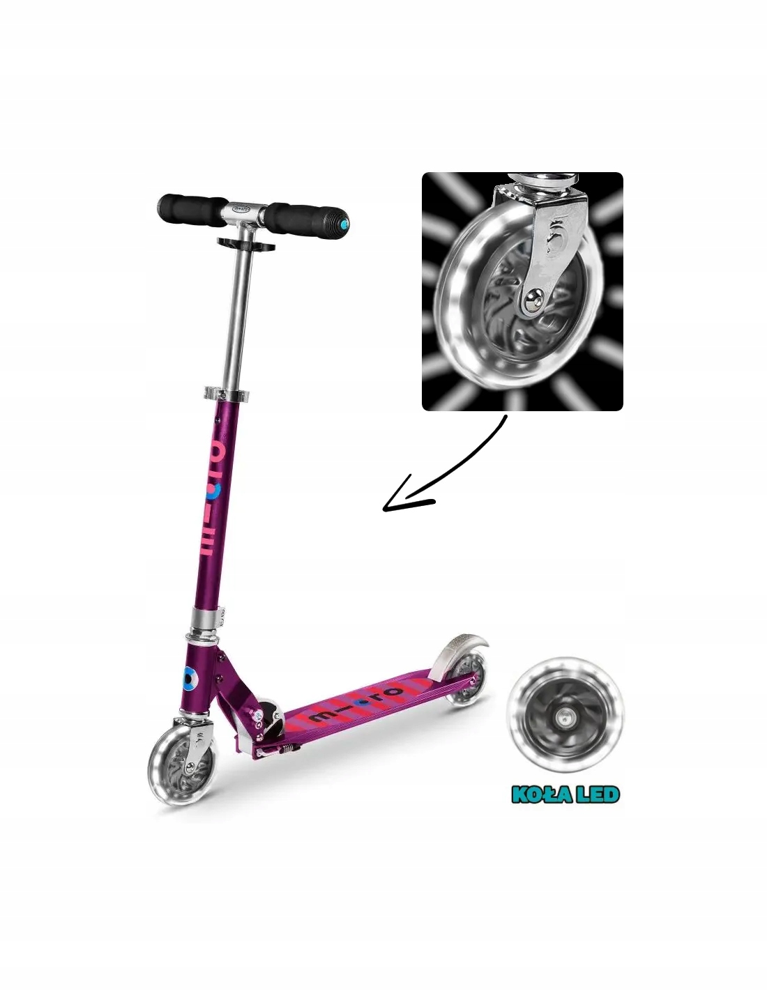 Hulajnoga Micro Sprite Led Fioletowe Paski (Purple Stripe)