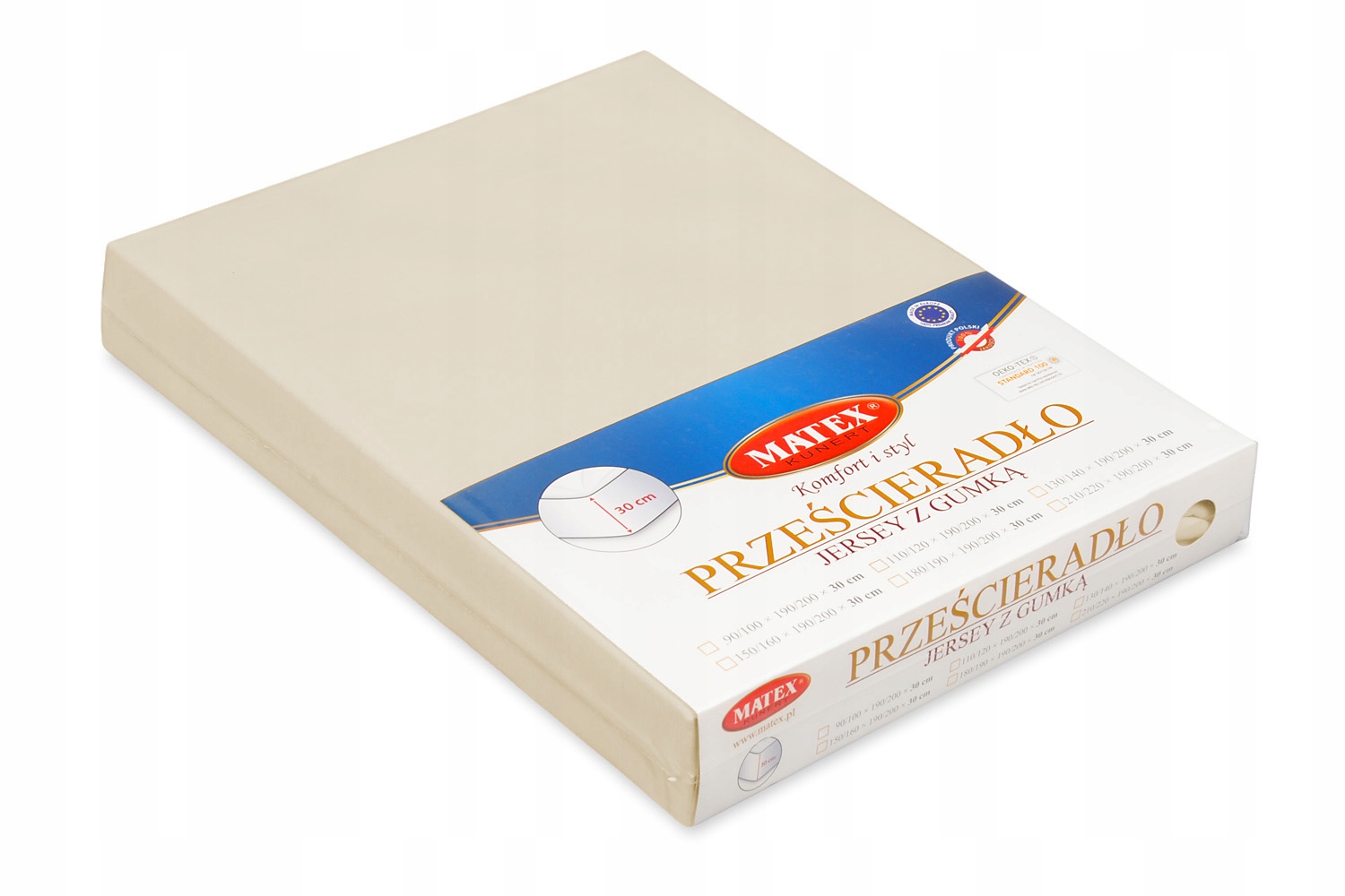 Prostěradlo jersey 180/190x190/200 krémové s gumičkou na matrace 30 cm