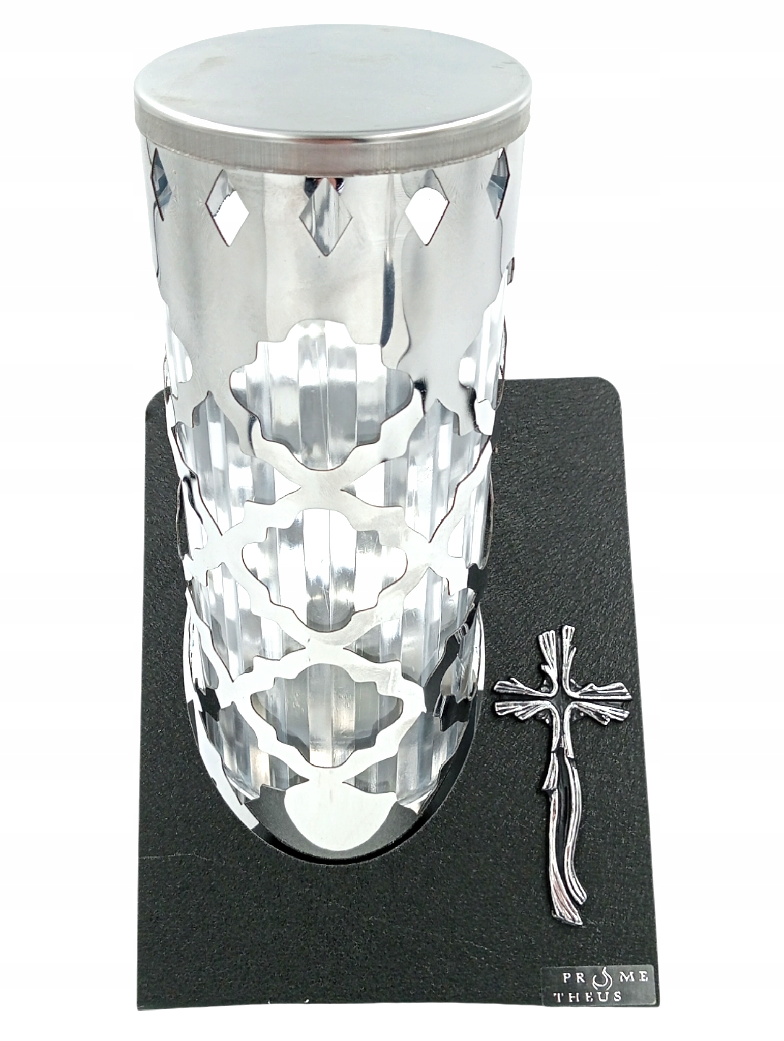 Hřbitovní Svíčka Led B S Křížem Kovová Odolná Lampa S Náplní 23 CM