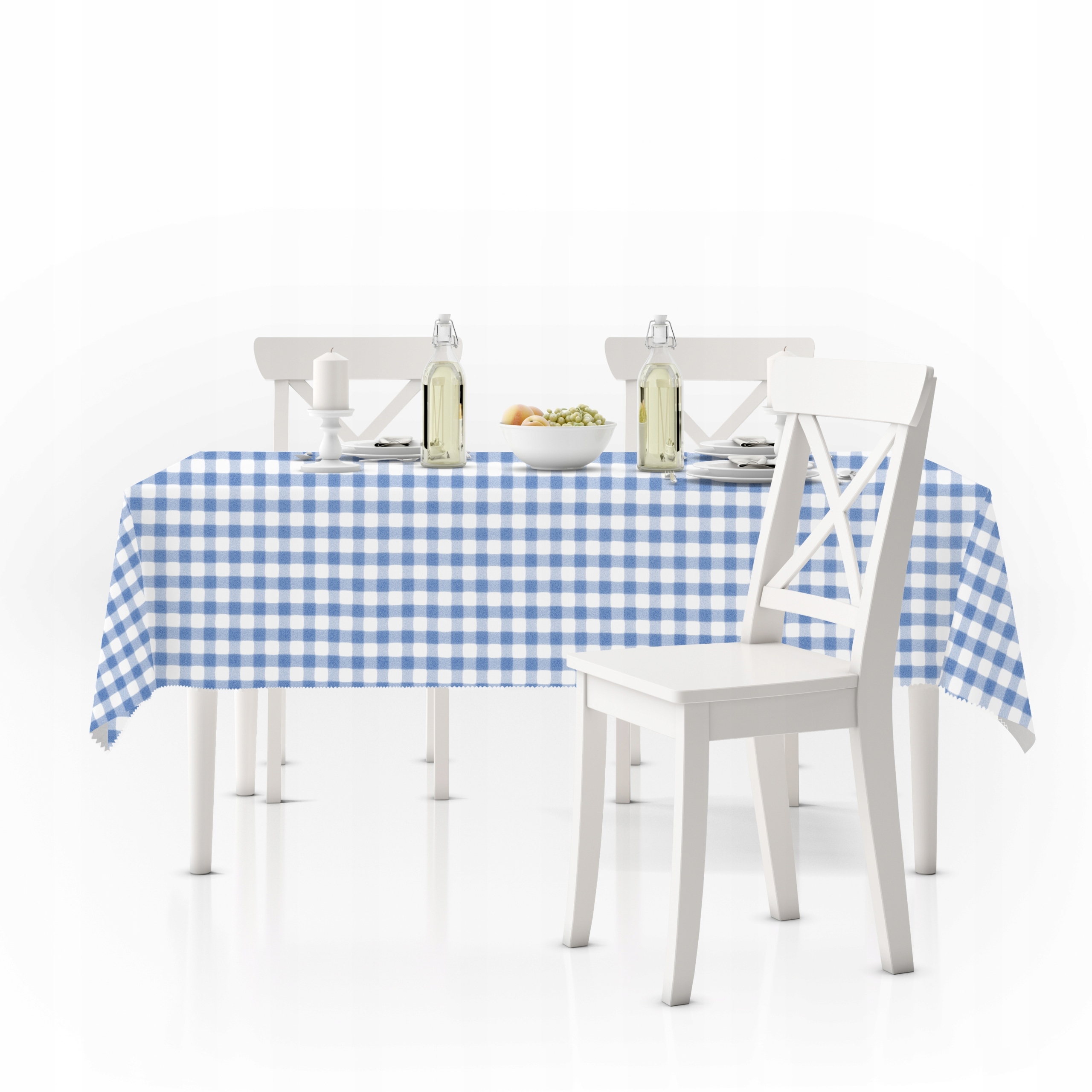 Obrus Plamoodporny W Kratkę 140x190 Kratka błękitny 1x1 Jakość włoski Styl