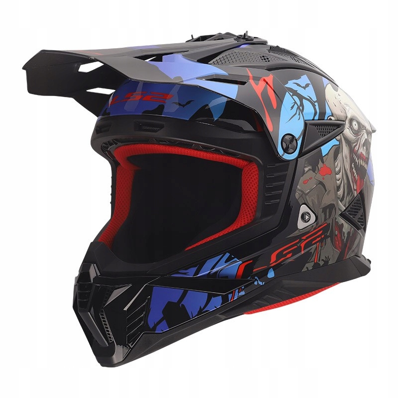 LS2 MX708 Fast II Zombie II Black Red Blue prilba enduro cross štvorkolka atv 3XL