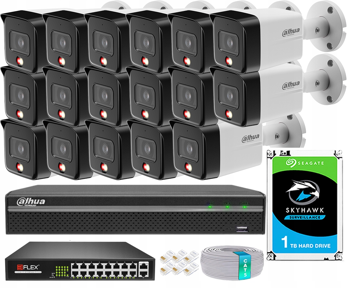 8Mpx monitorovacia sada Dahua 16 kamier IPC-HFW1839TC-A-IL Smart Dual Light