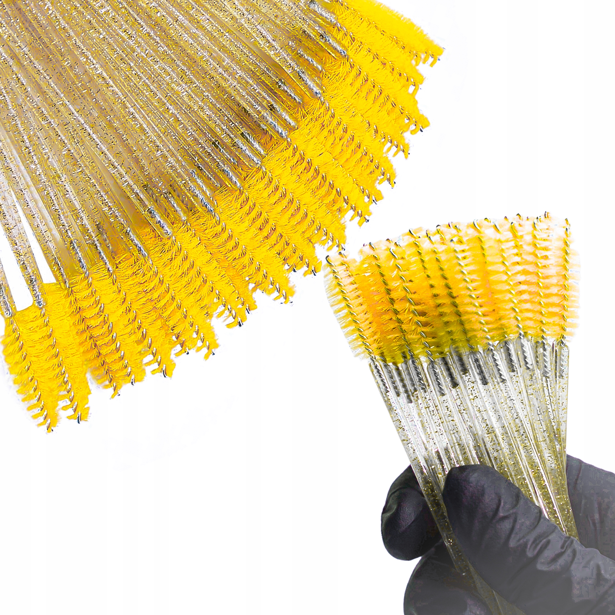 SZCZOTECZKA SPIRALKA DO RZĘS I BRWI BROKATOWA ŻÓŁTA 50 SZT