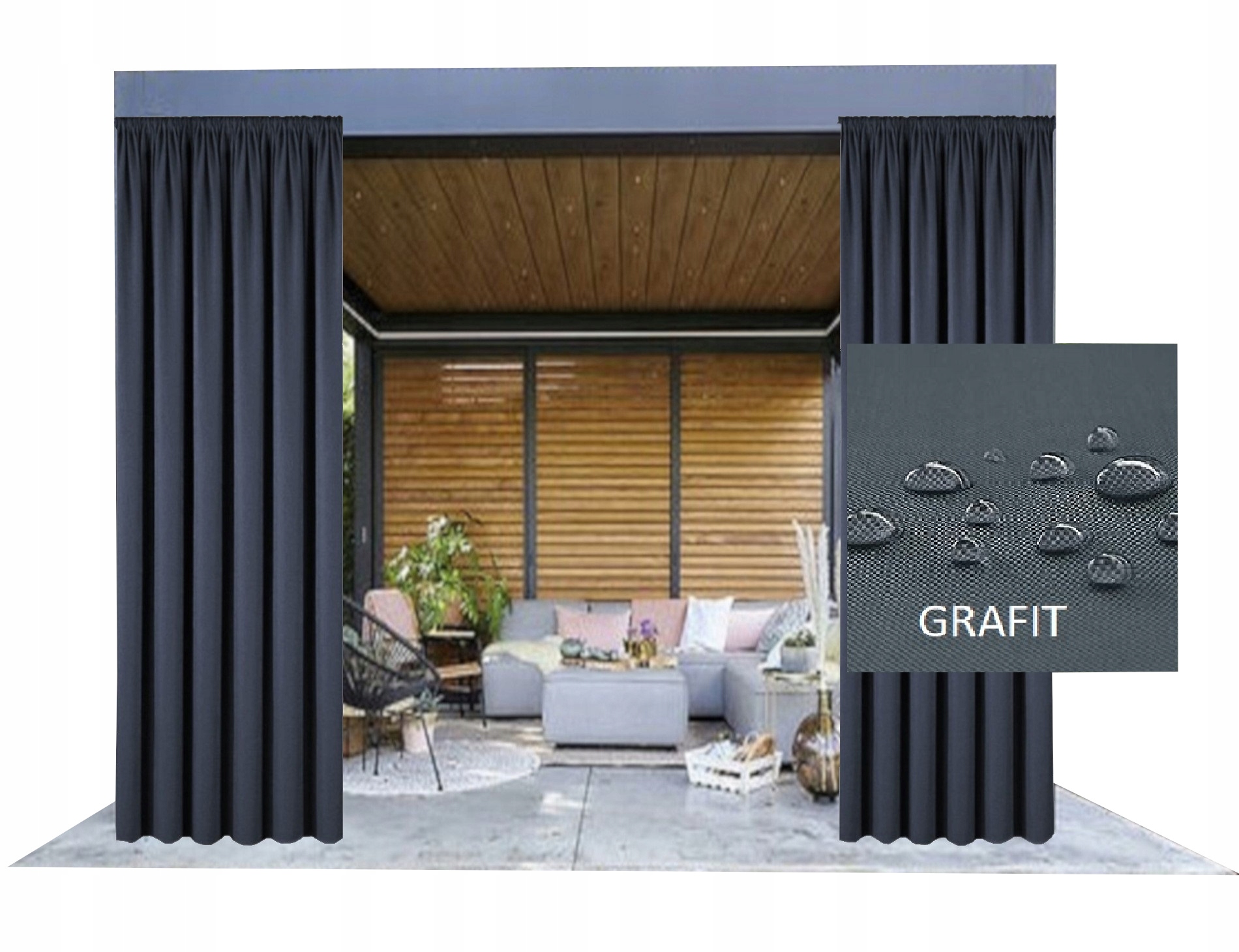 ZASŁONY OGRODOWE 155x240 DO ALTANY TARASU