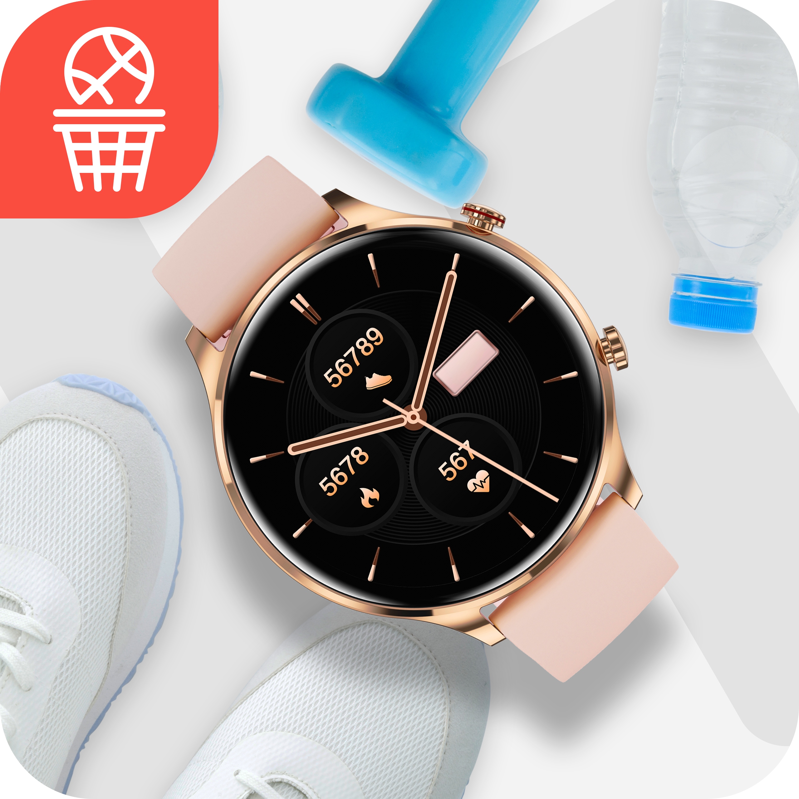 SMARTWATCH ZEGAREK DAMSKI ZŁOTY ROZMOWY CIŚNIENIE PULS SMS Z POLSKIM MENU Marka NejtStyle