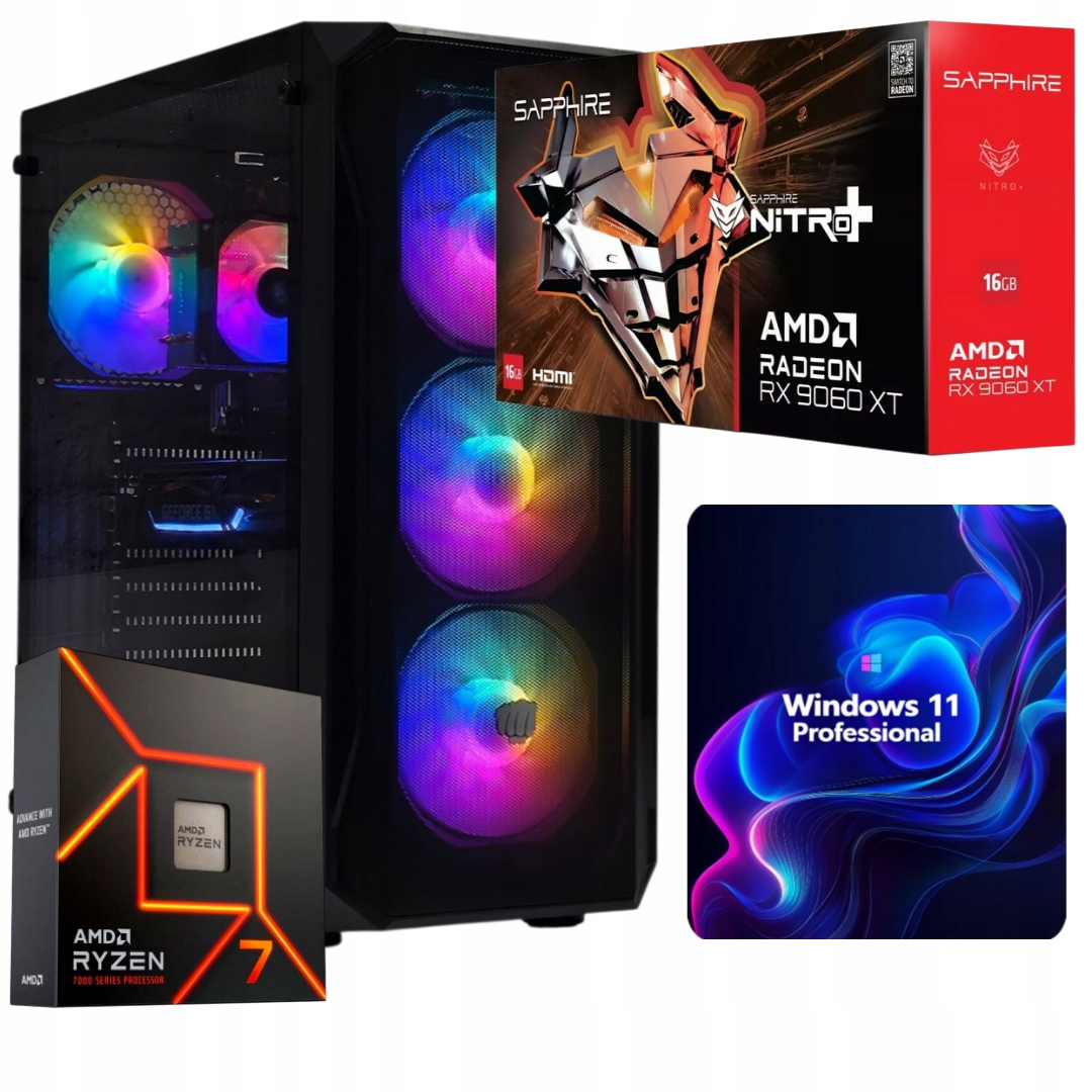 Herní Set Excalibur R7 9800X3D/16GB/RX9060XT/1TB SSD/W11