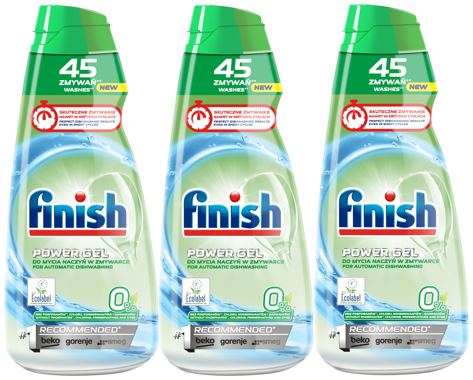 Levně Finish Power Gel 0% Gel pro mytí nádobí v myčce nádobí 3 x 900 ml