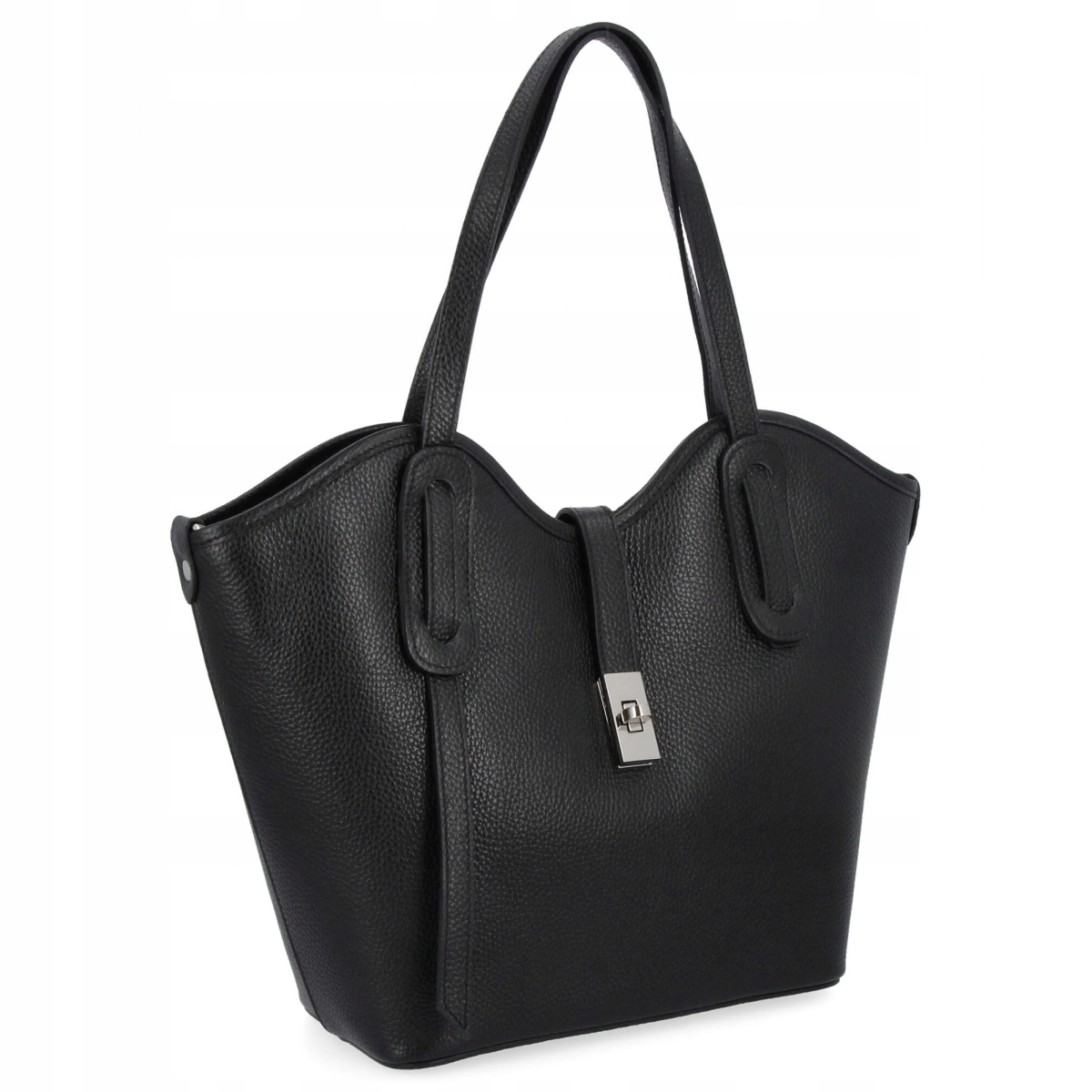 Italská kožená kabelka Shopper Bag 631 Černá