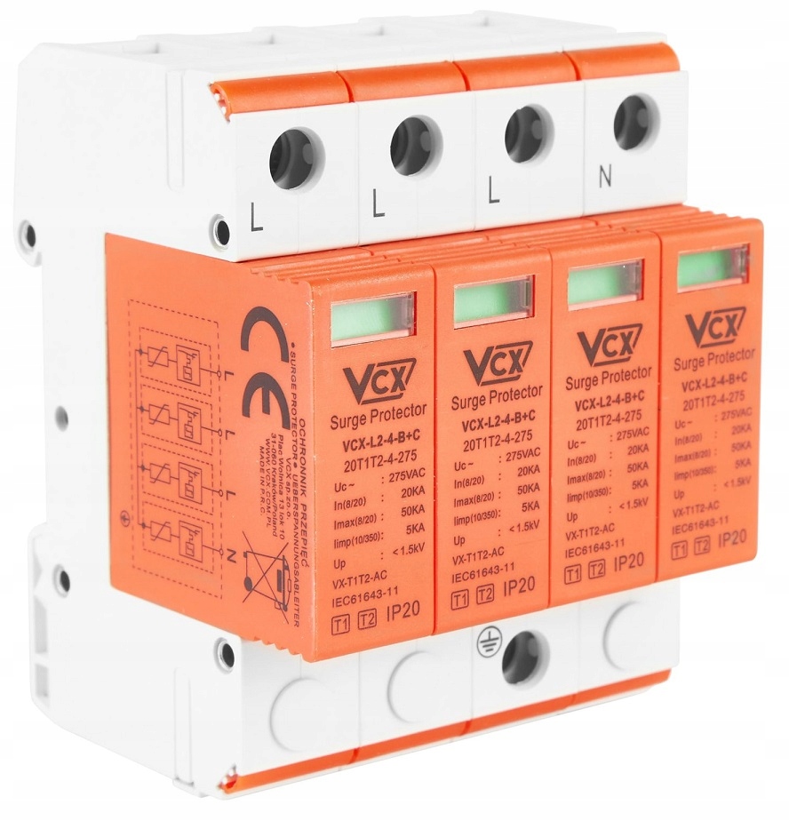 Přepěťová ochrana VCX T1 T2 275 V IP20 3-pólová 5 kA