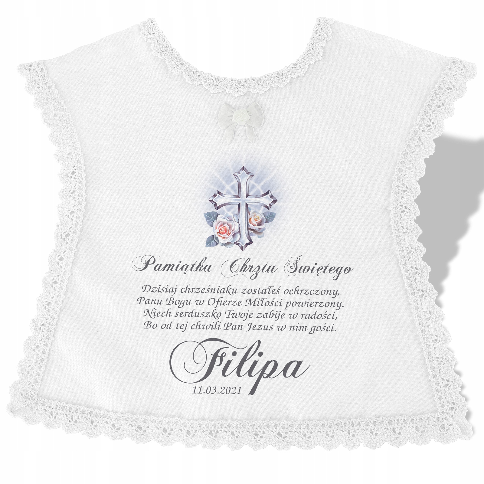 SZATKA I ŚWIECA DO CHRZTU nadruk imię data Marka inna marka