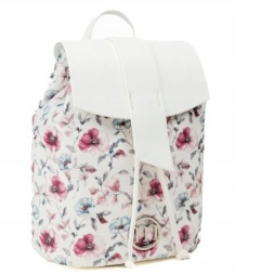 Plecak damski Monnari BAG2580-M26 z kwiatowym wzorem biało-różowy