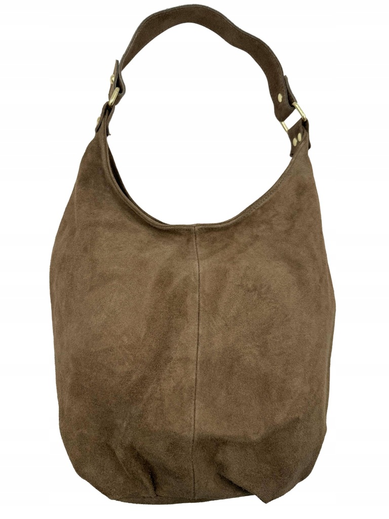Dámská kožená kabelka Vera Pelle shopper bag semišová, cappuccino