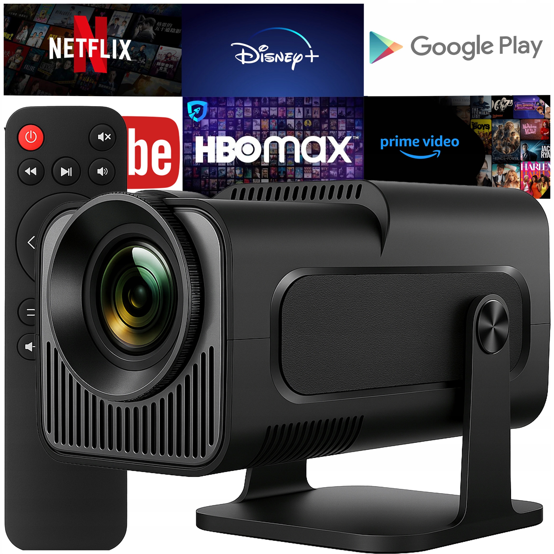 Projektor LCD czarny 1280x720 px z Bluetooth i złączami HDMI/USB