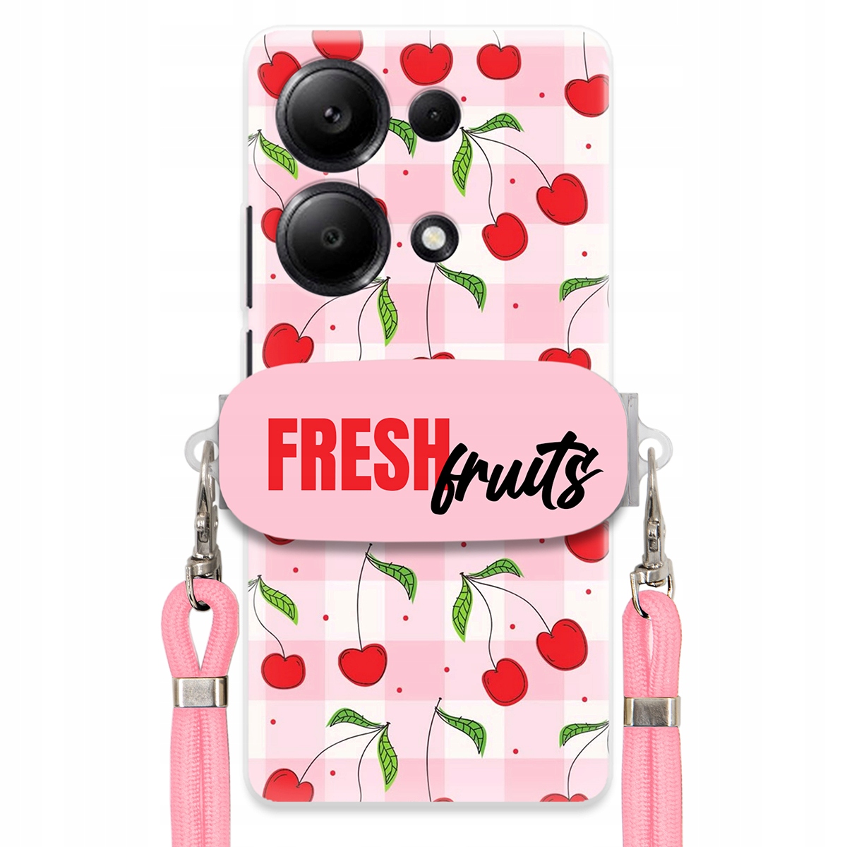Pouzdro pro Xiaomi Redmi Note 13 Pro 4G Držák Šňůrka Růžová Fresh Fruits
