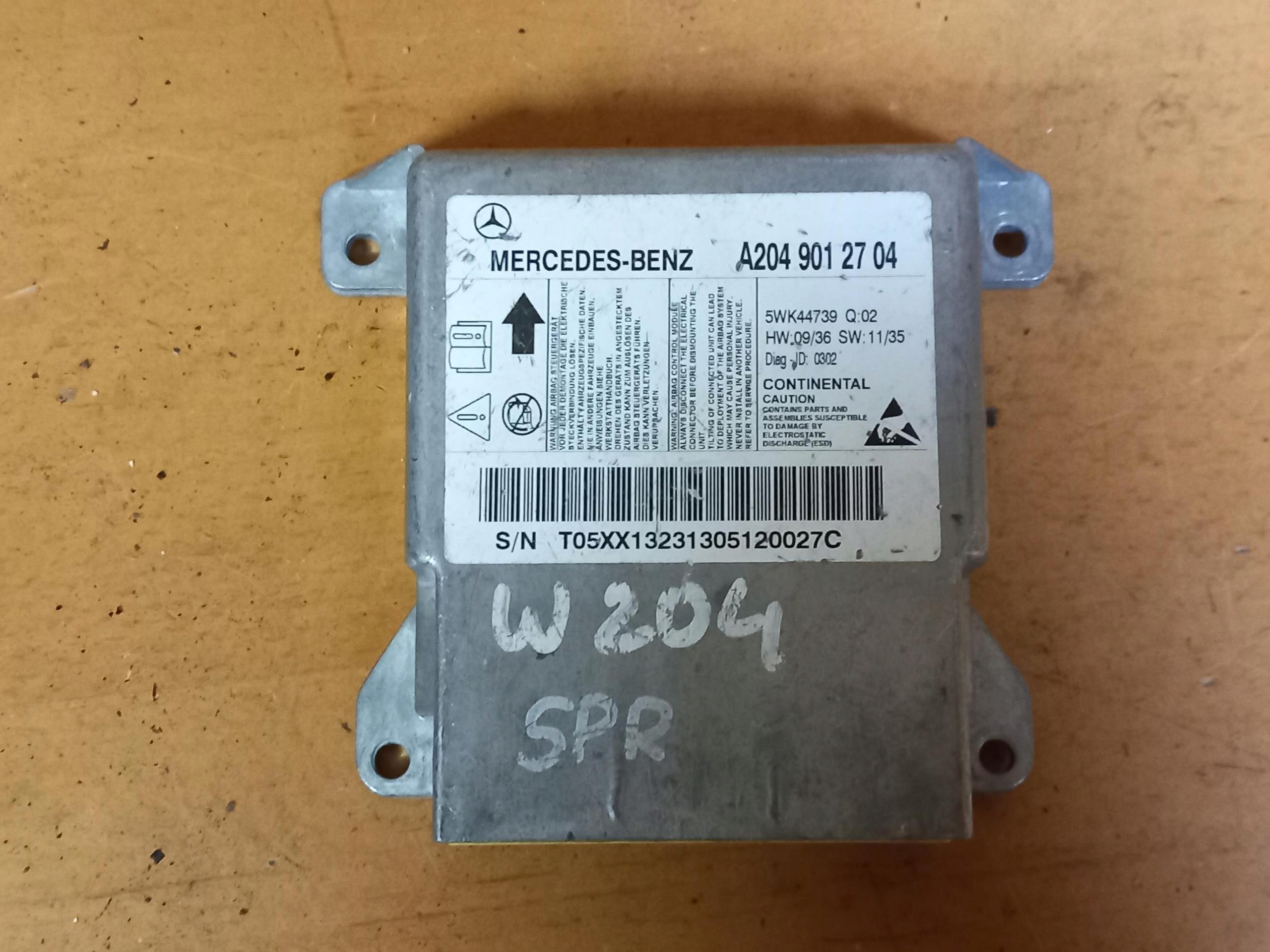 module control unit airbag MERCEDES C-KLASA W204 A2049012704 07-14