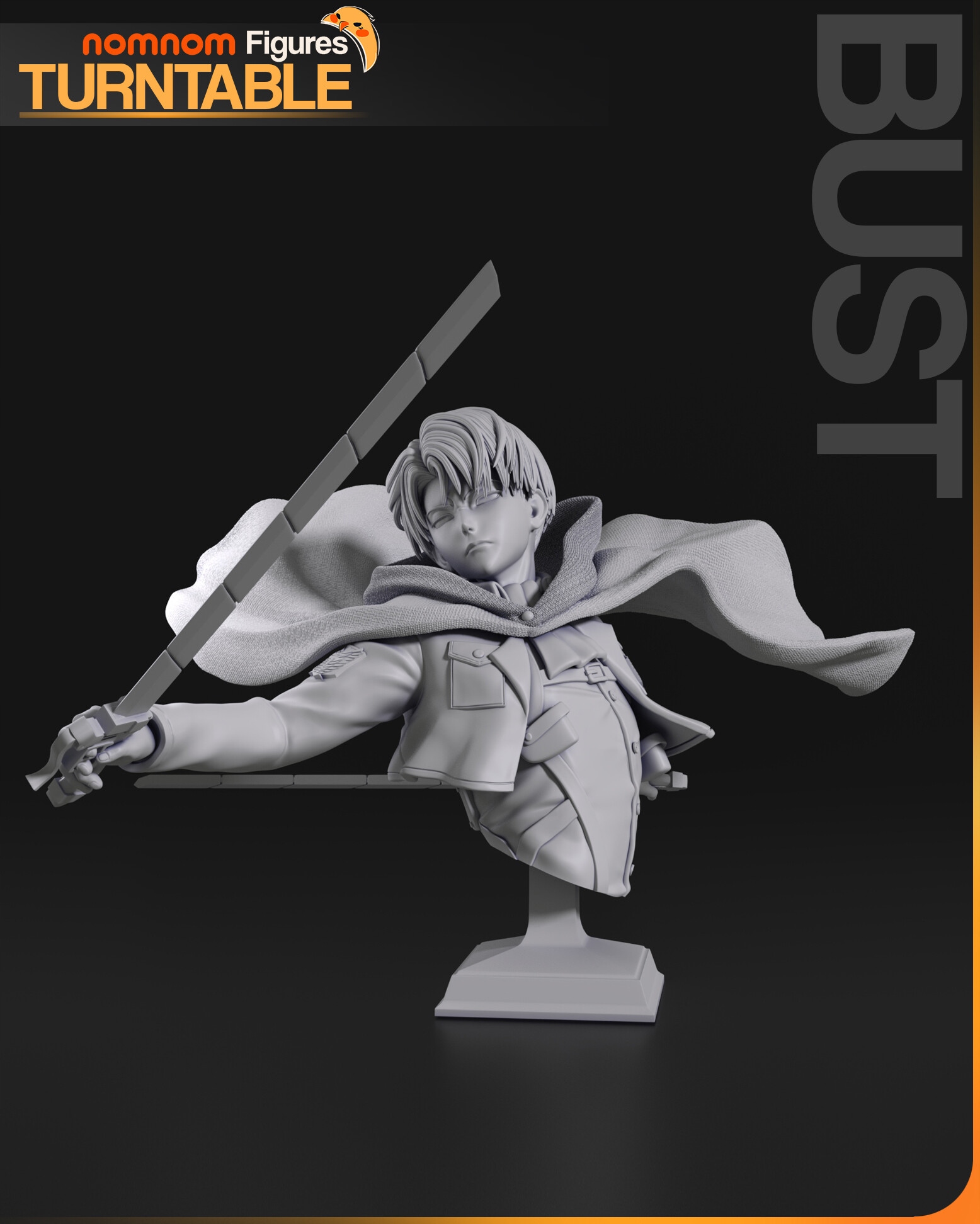 Figurka Levi Ackerman Attack on Titan Busta NomNom 3D tisk 12K