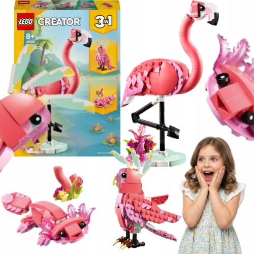 Lego Creator 3w1 Różowy Flaming Kreatywna Zabawa Rozwój Wyobraźni
