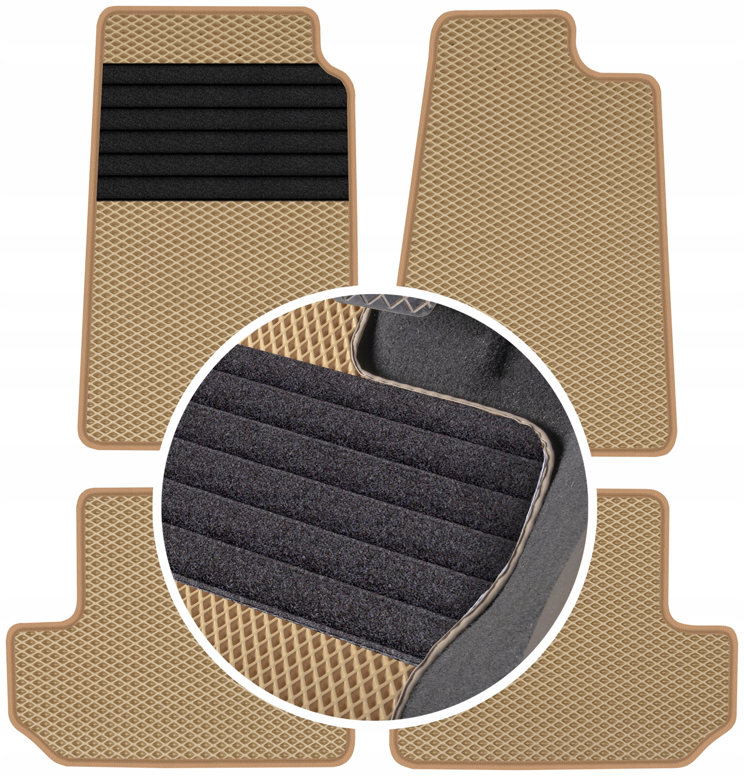 Jeep Wrangler III 2D 2011-2018 Gumové koberce Eva Eternity Béžové