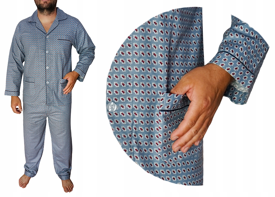 Pánské flanelové pyžamo s rozepínací bavlna Formax 5XL