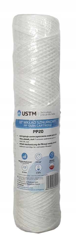 

Wkład Sznurkowy 20 Mikron PP20M 10 Cali Ust-m