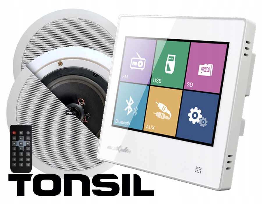 RADIO BLUETOOTH DO ŁAZIENKI GŁOŚNIKI SUFITOWE TONSIL USB SD FM