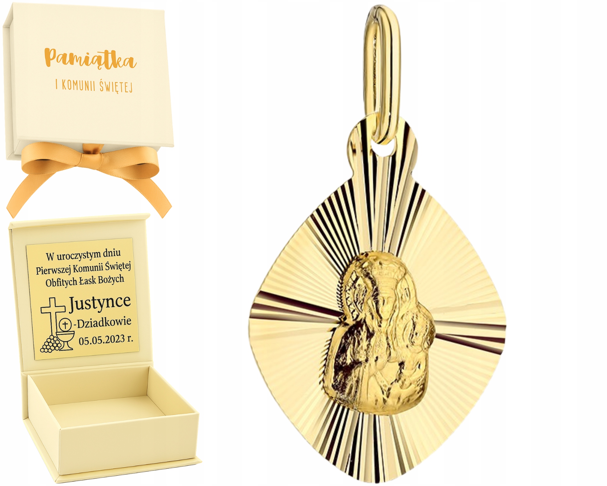 Zlatý Medailonek 585 s obrázkem Panny Marie Čenstochovské, diamantový