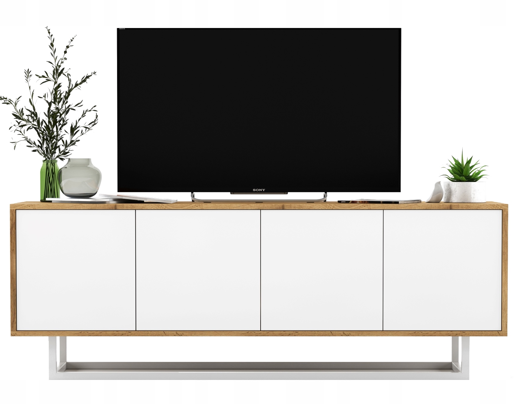 Szafka Rtv Loft komoda Rtv biały Mat 150 cm stelaż