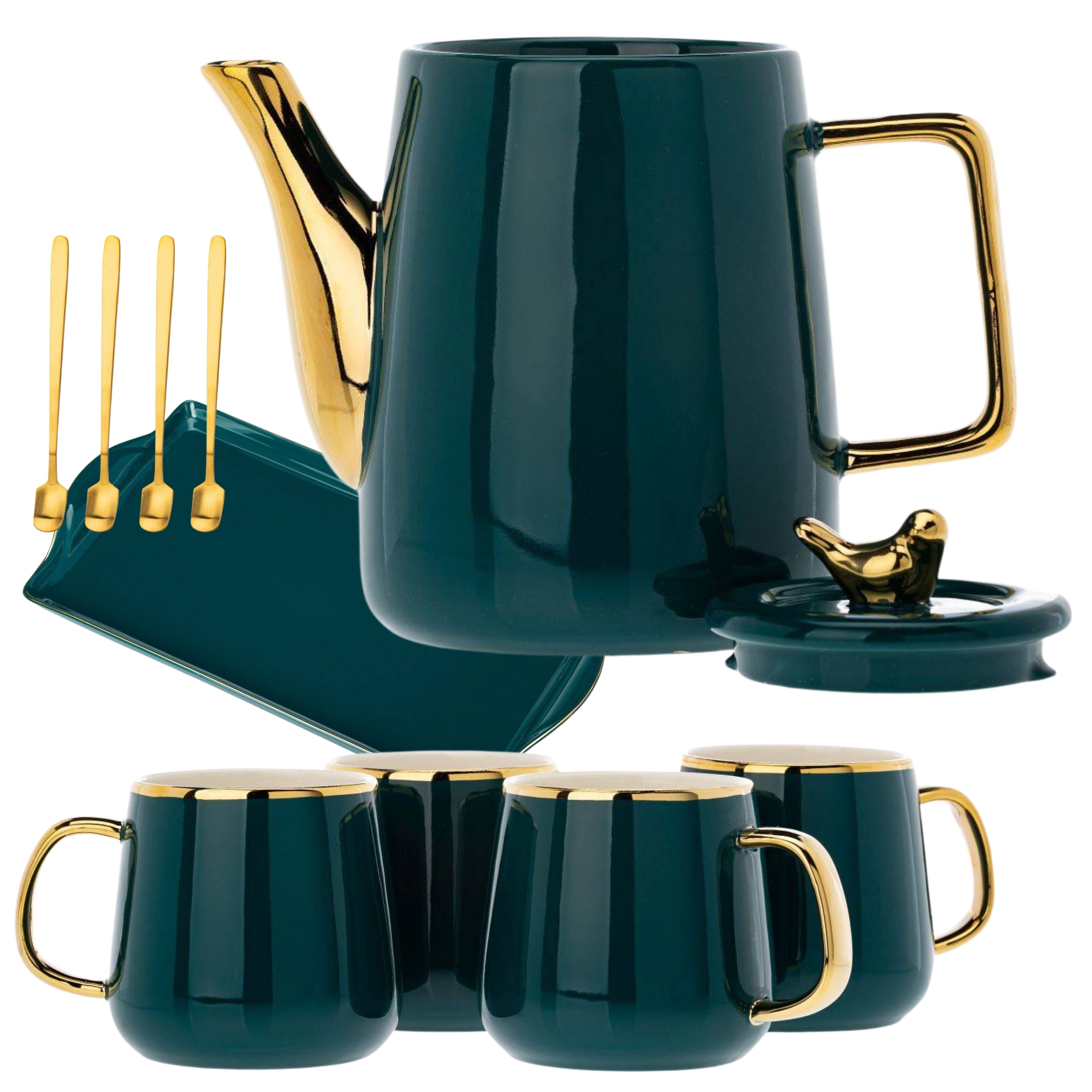 Kávový servis, sada na kávu pro 4 osoby, čajová souprava, podnos