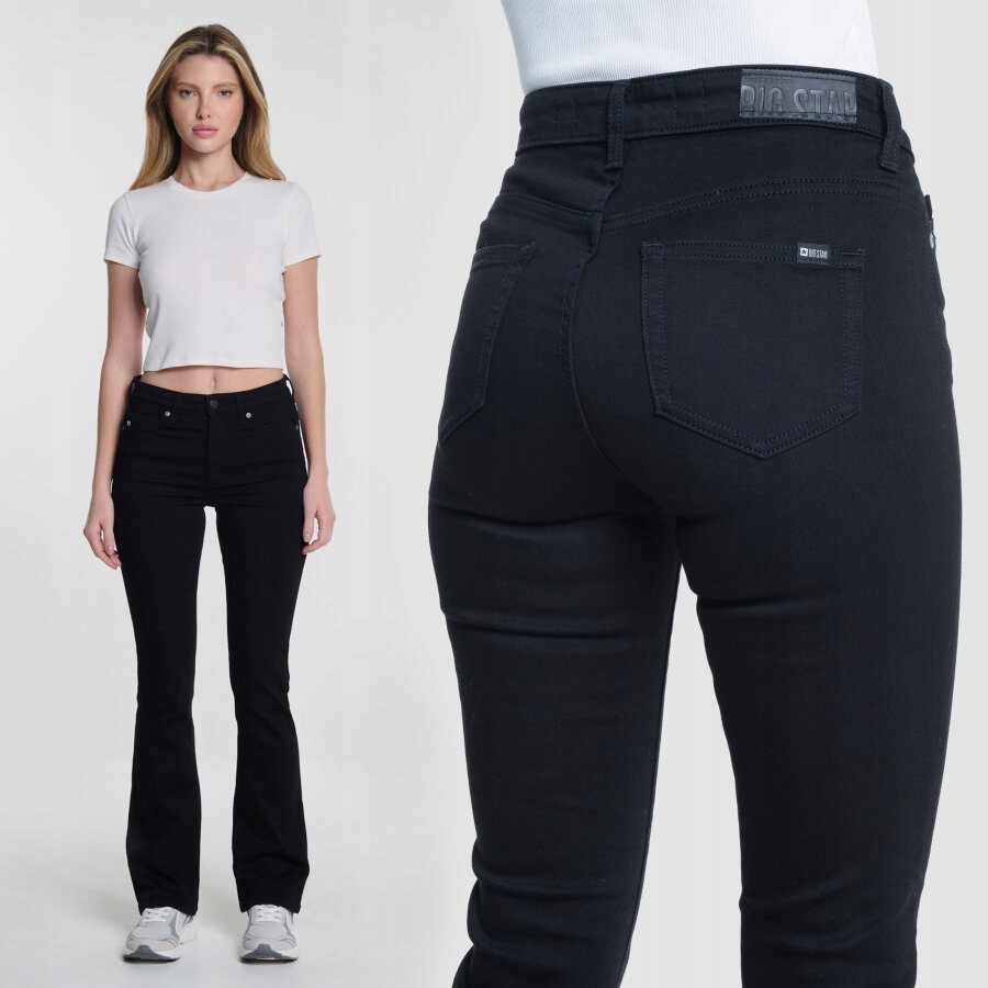 Big Star Dámské Černé Rozšířené Džíny Adela Bootcut 908 W29 L30