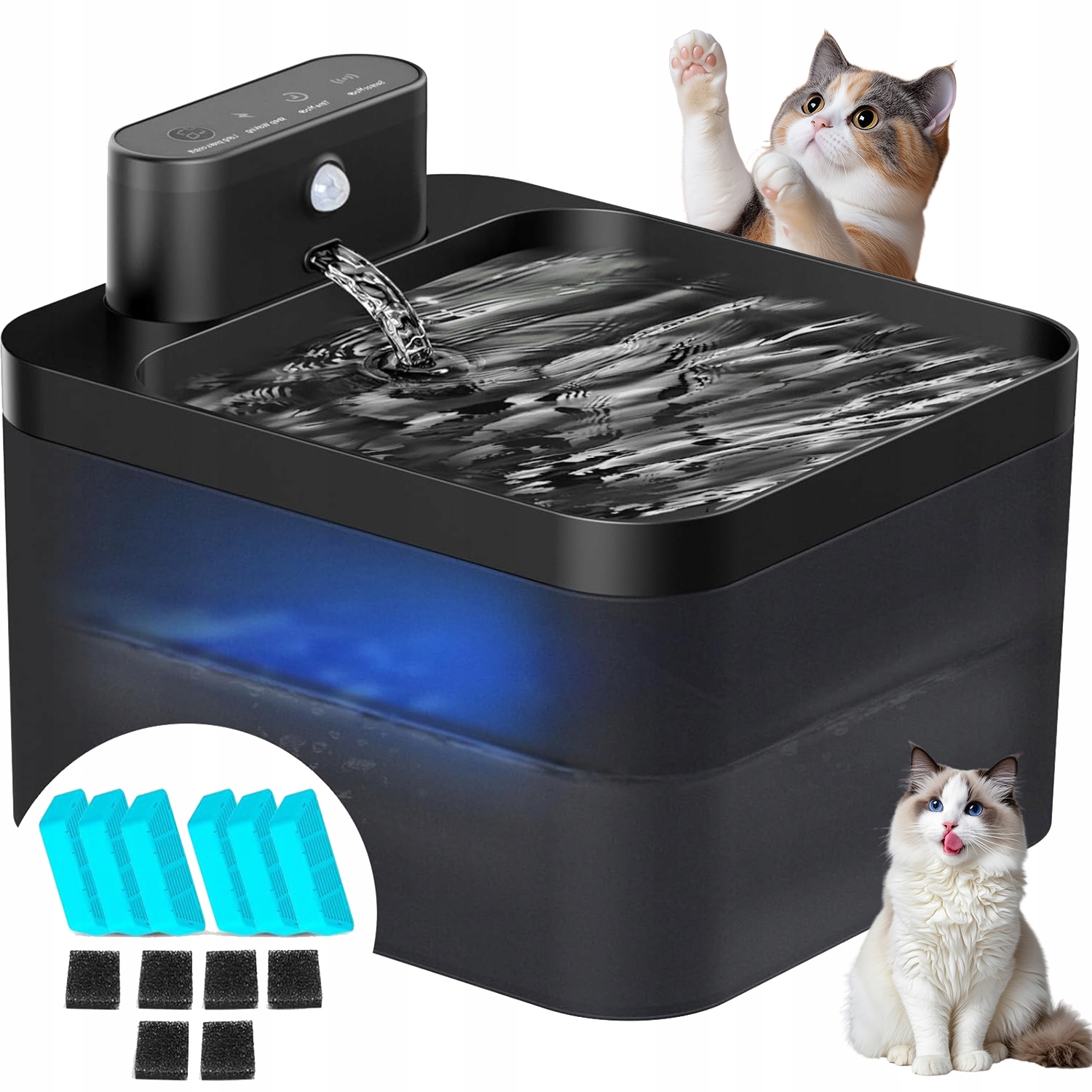 Fontána Na Baterii 2600 Mah Pro Kočky S Tichou Pumpou A Senzorem Pohybu