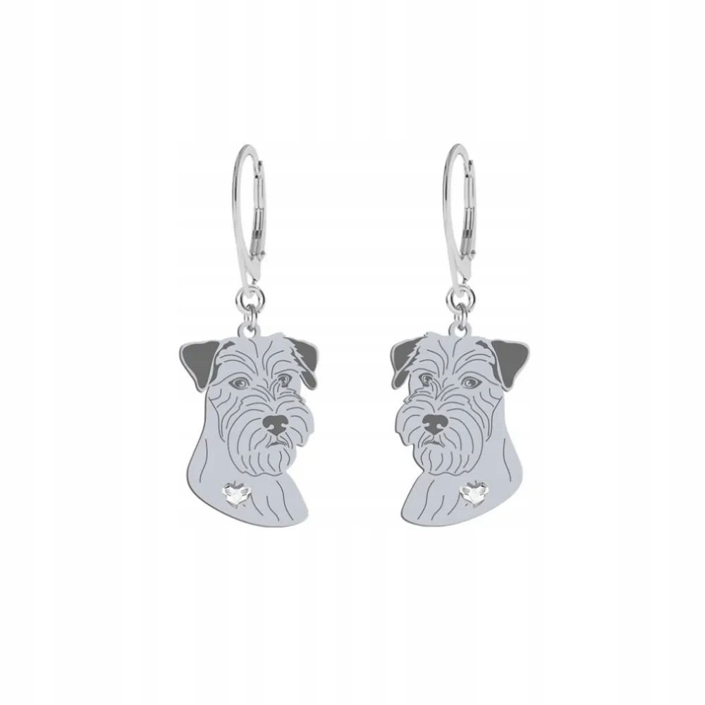 Stříbrné Náušnice se psem Jack Russell teriér Hrubosrstý 925 Gravírování