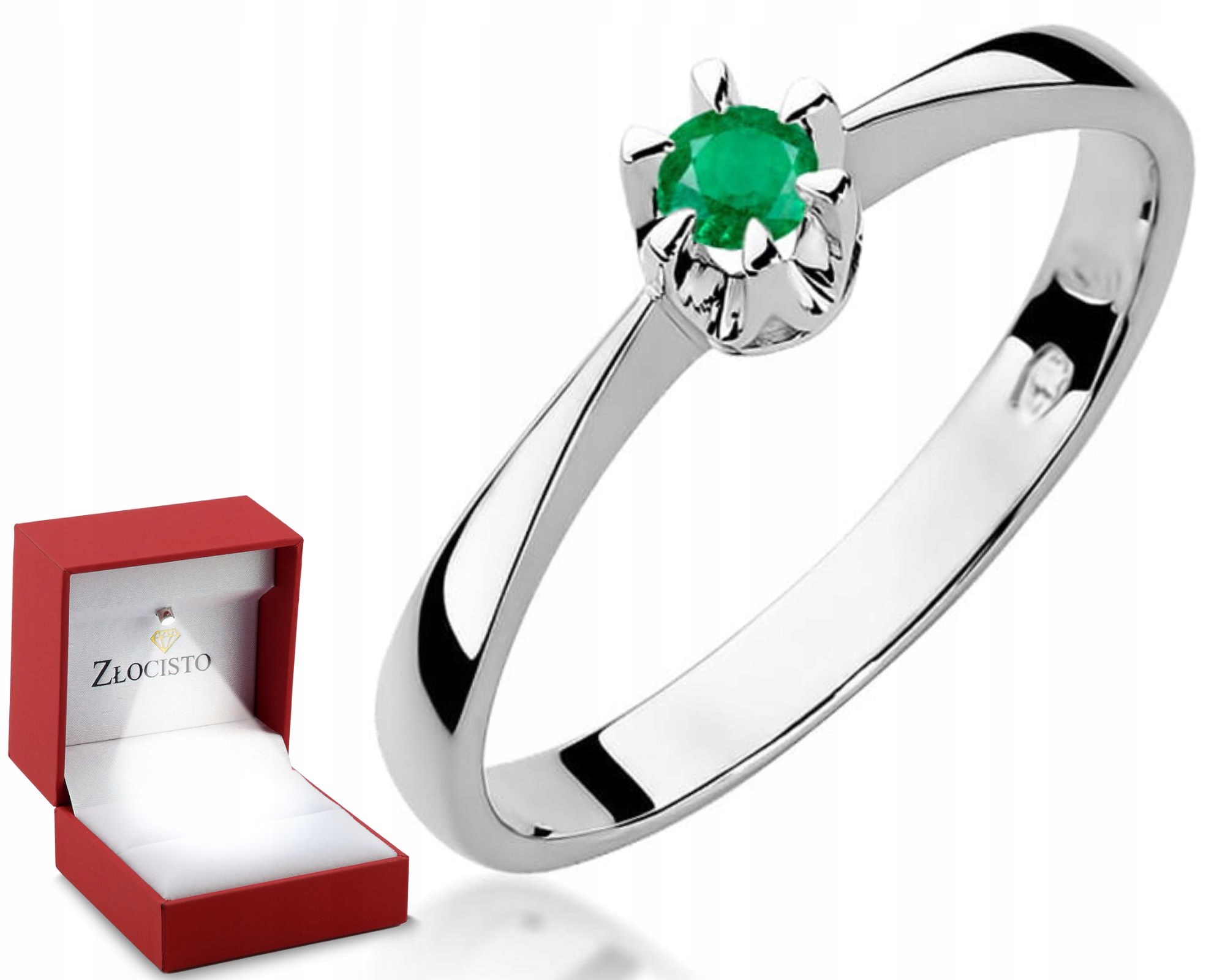 Prstýnek Smaragd Bílé Zlato Gravírování 585 Bonus