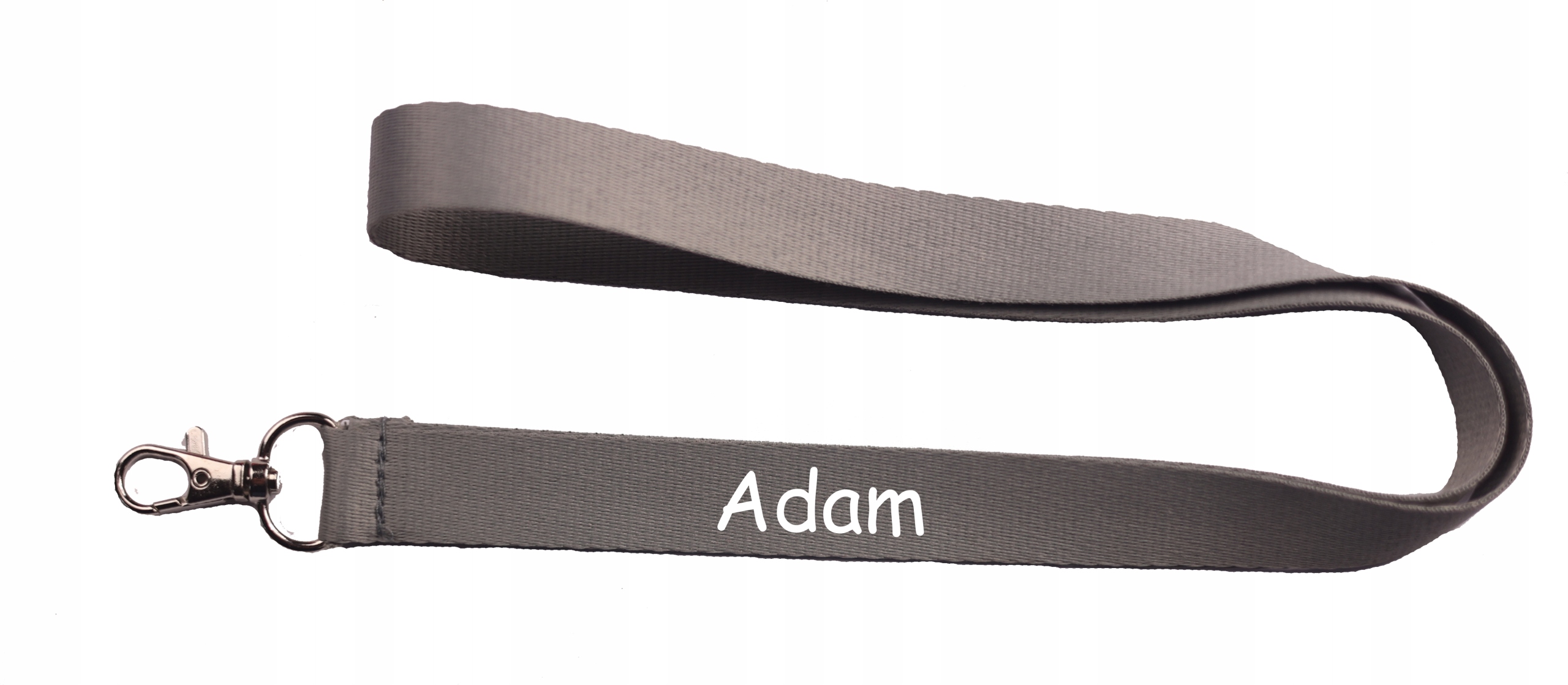 

Smycz na Klucze Z Nadrukiem Z Imieniem Szara Jasna