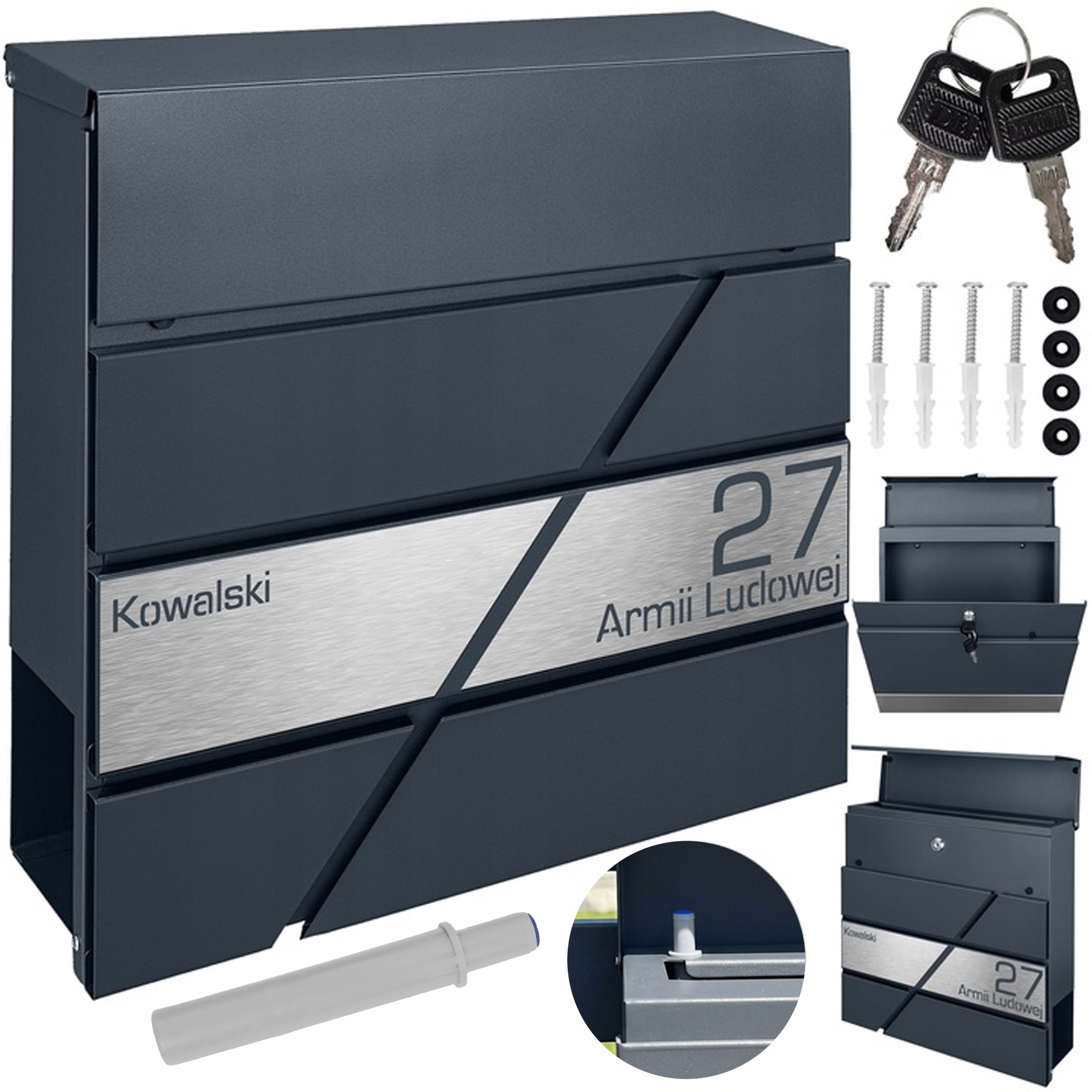 Antracitová Poštovní Schránka Na Poštu Kartáčované Štítky