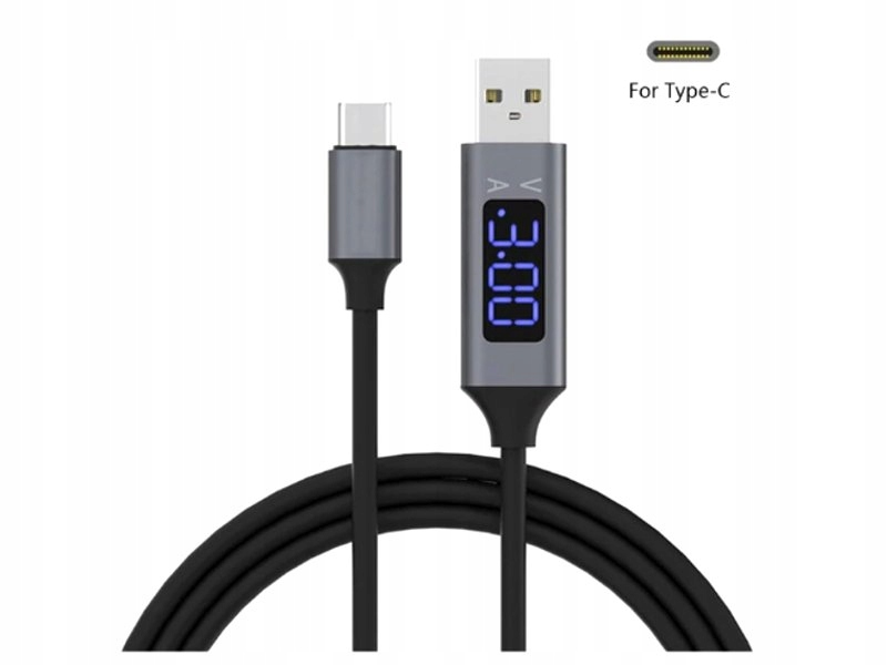 KABEL PRZEWÓD USB typ C wyświetlacz LED 1,5m