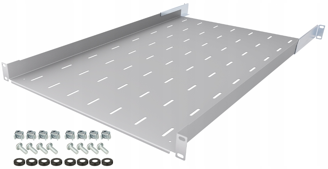 Półka Rack 19" 1U 750mm Regulowana 750-910 mm do Szaf Rack Szara Stalflex