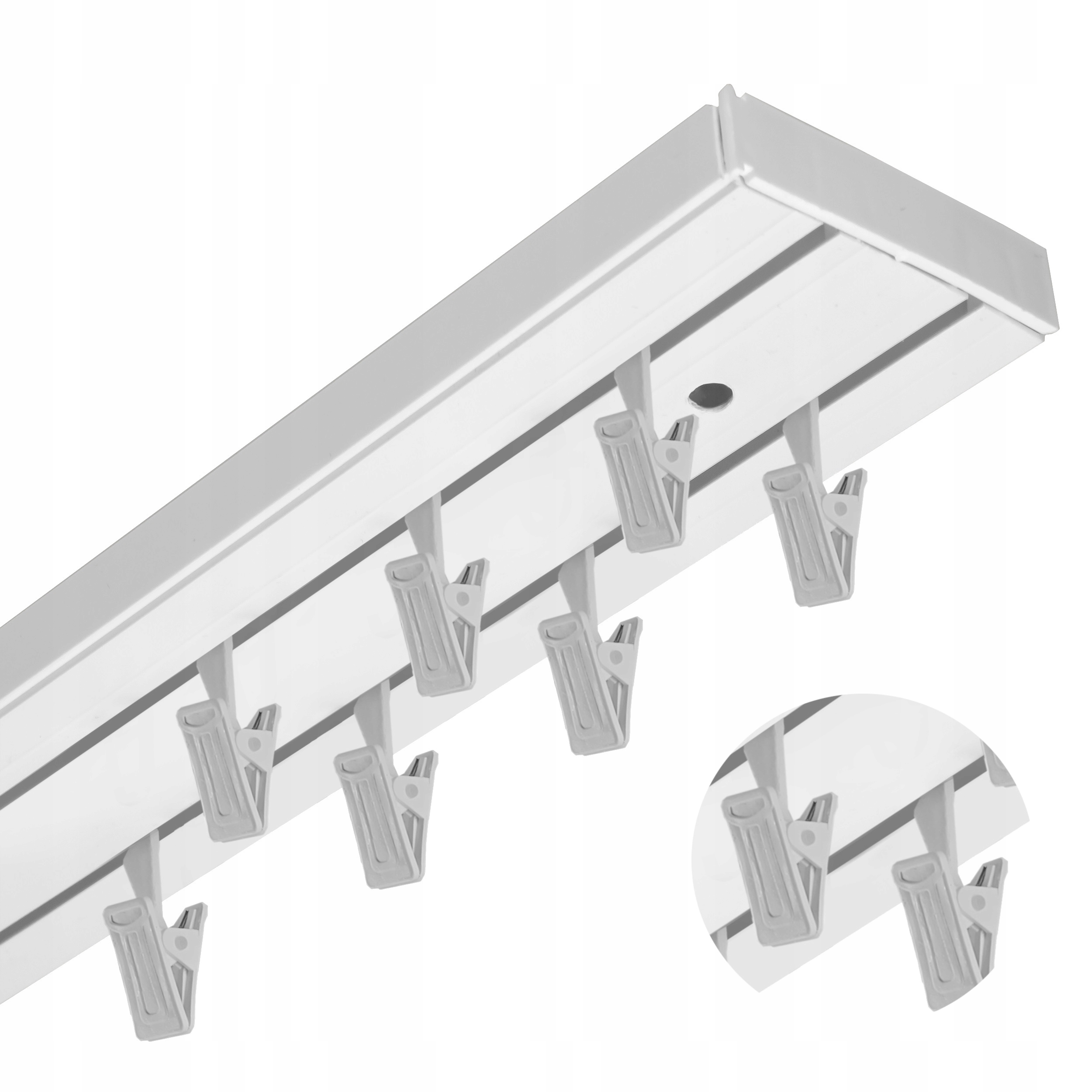 Stropní Lišta Elegance Pvc bílá dvoukolejná sada garnýž s žabkami 300 cm