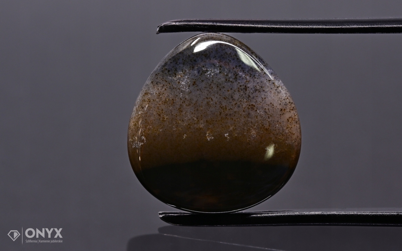 Dendritový achát z Kazachstánu mělký slzný 17,5x17